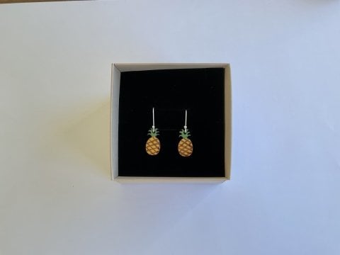 Ananas Mine Taşlı Gümüş Küpe